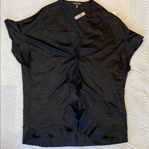 NWT Victorias Secret Silk Ruffle Robe Black Tie